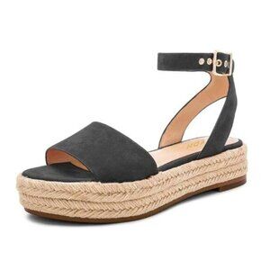 YDN Women Open Toe Ankle Strap Wedge Low Heel Espadrille Sandals Platform Summer
